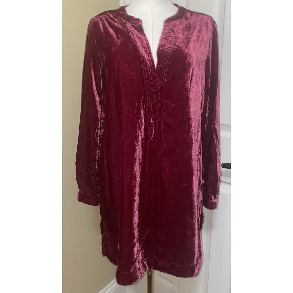 Anthropologie Velvet Midi Dress in Rich Burgundy